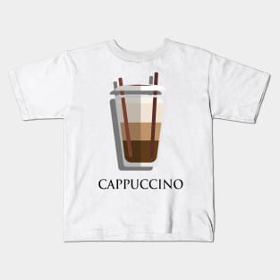 Iced Cold Cappuccino coffee front view flat design style Kids T-Shirt